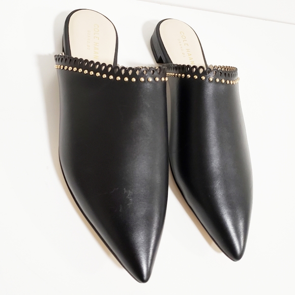 NWOB COLE HAAN Raelyn Leather Black Mules - Picture 2 of 7
